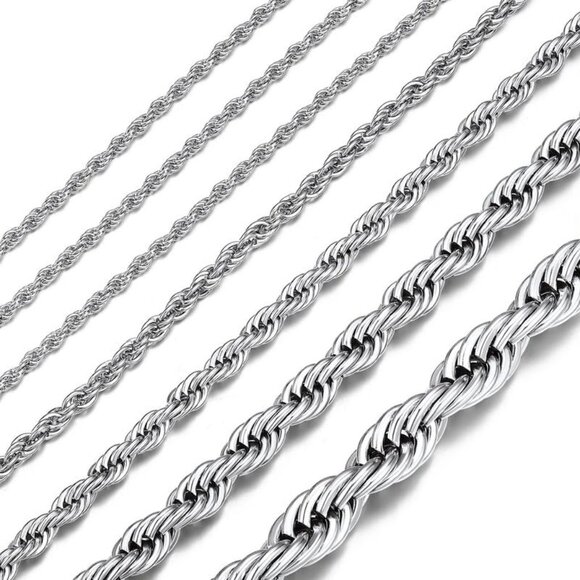 Stainless Steel Twisted Rope Chain Necklace Minimalist Classic Jewelry Gift